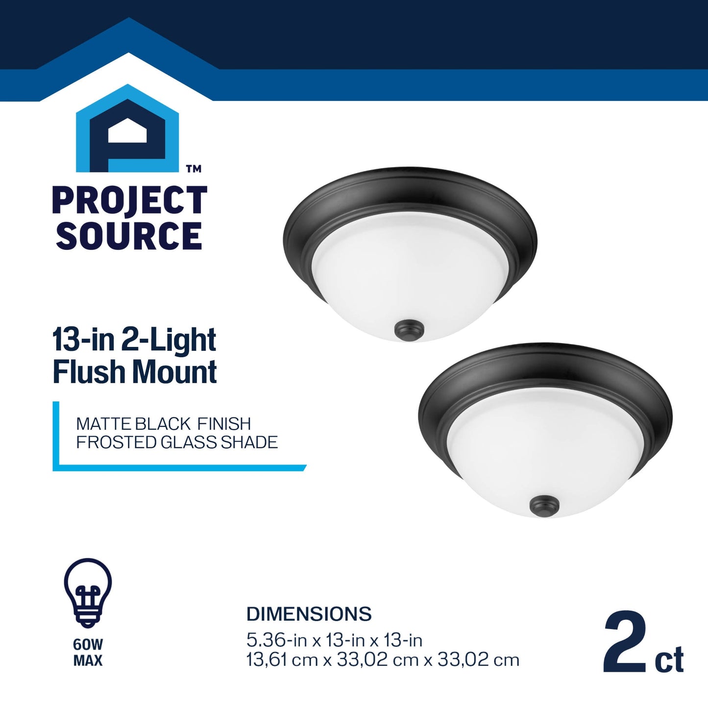 Project Source Matte Black Led Flush Mount