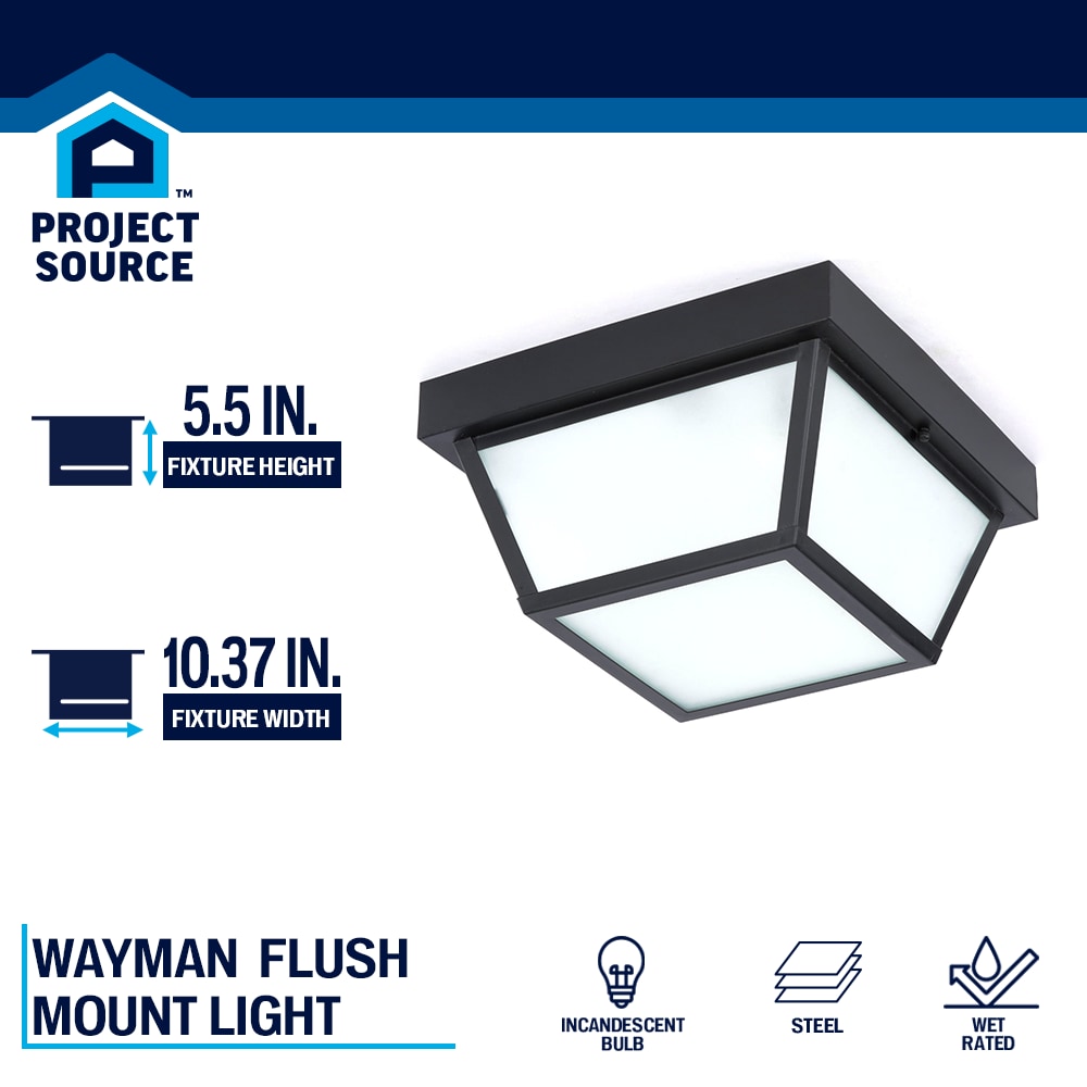 2-Light 10.37-in Matte Black Flush Light