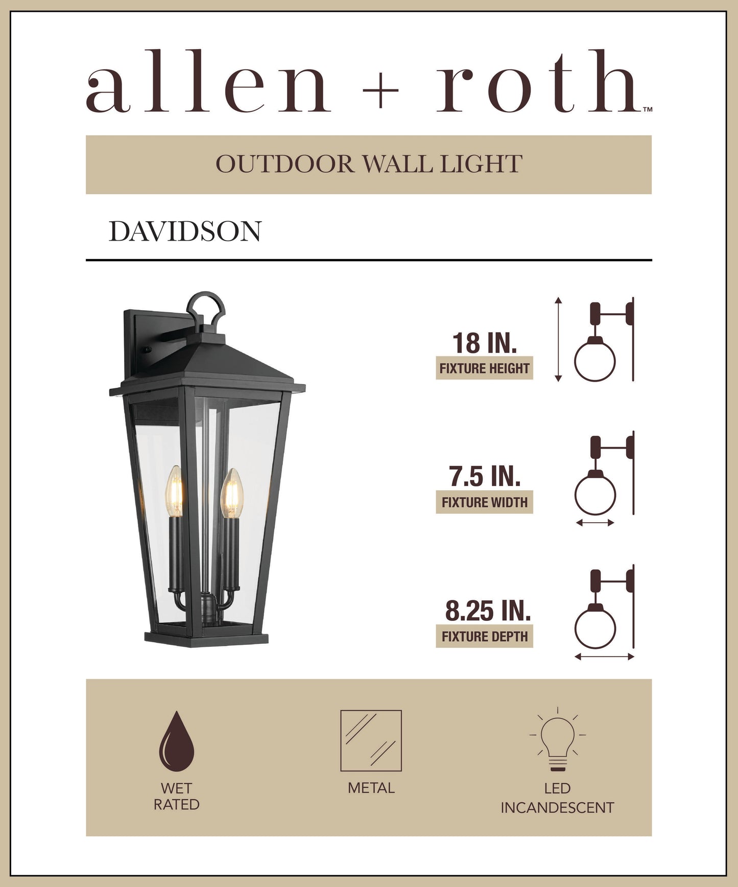 allen + roth Davidson 18-in Matte Black Light