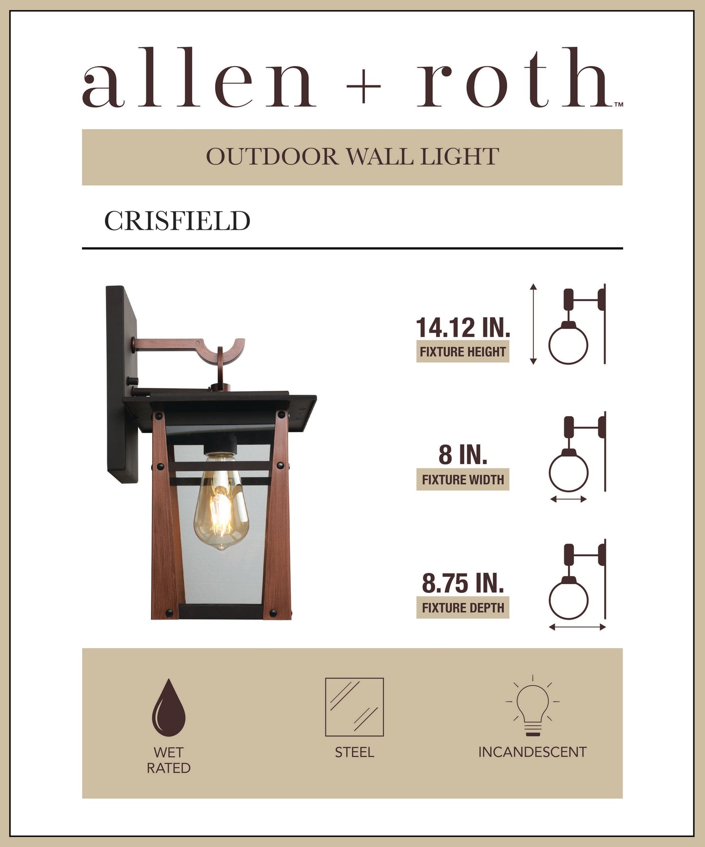 allen + roth Crisfield 1-Light Outdoor Light