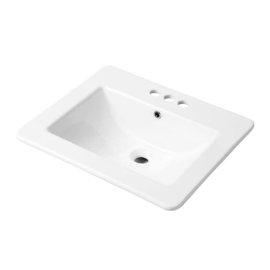 allen + roth White Drop-In Sink with Overflow