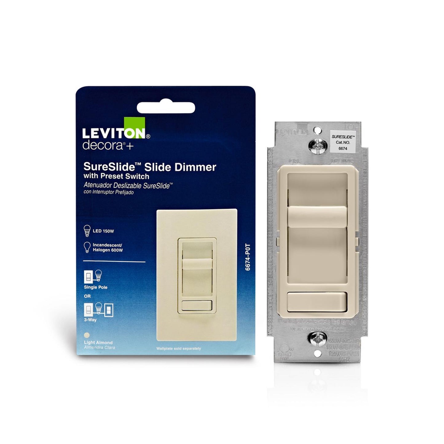 Leviton SureSlide Light Almond Dimmer Switch