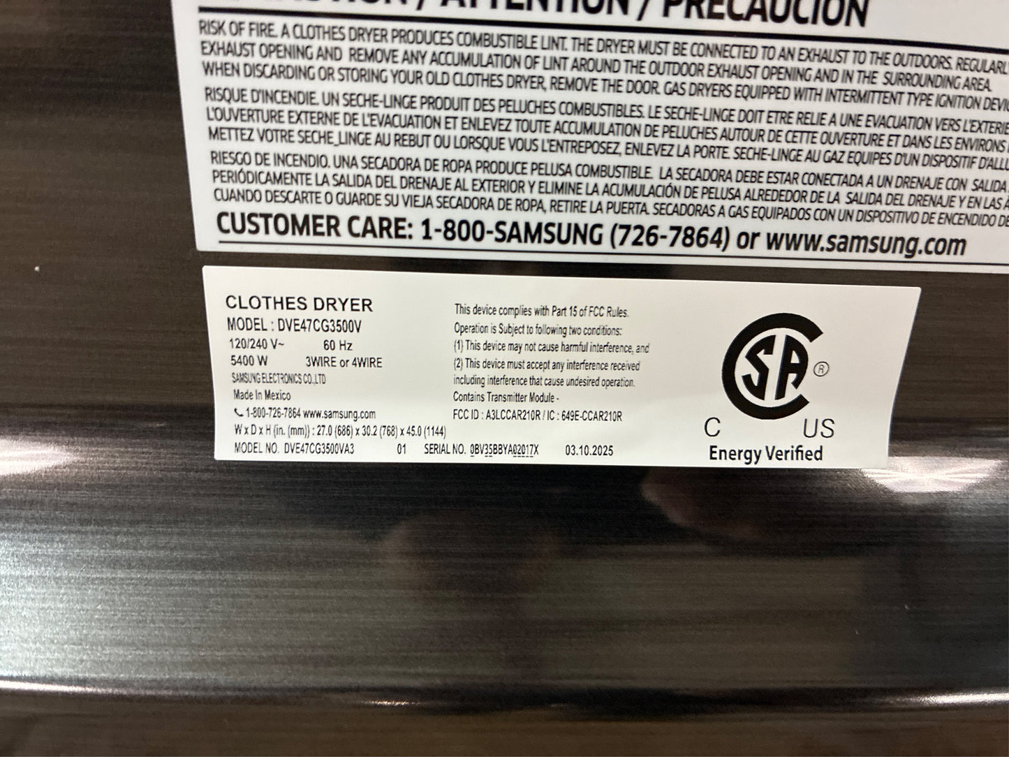 Samsung 7.4 cu. ft. Smart Electric Dryer