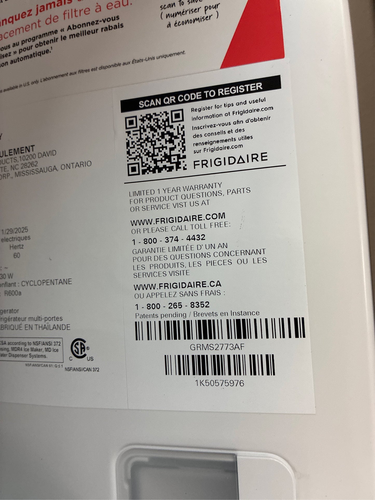 Frigidaire 36 in. 26.3 cu. ft. 4 Door Refrigerator