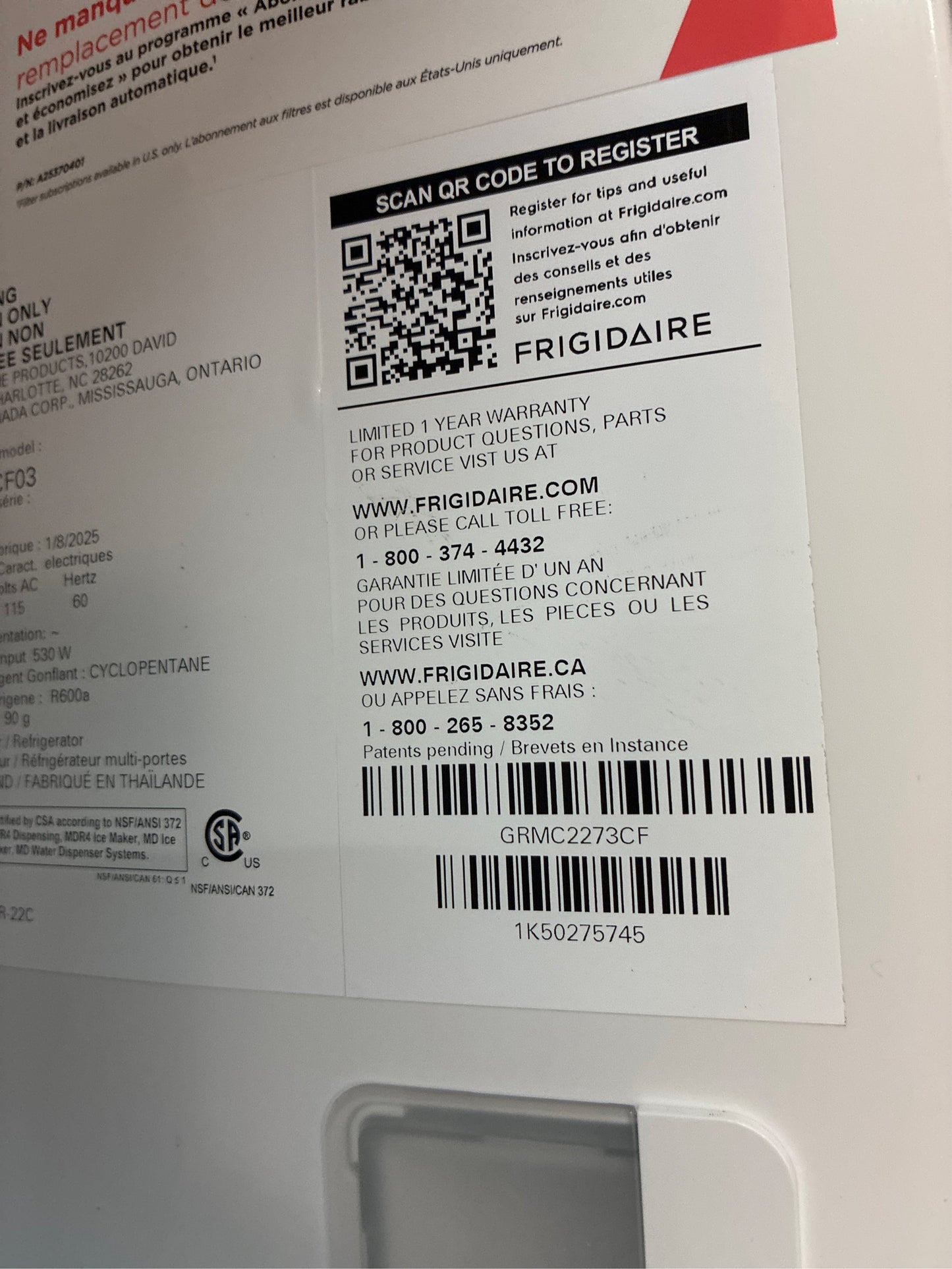 Frigidaire Gallery French Door Refrigerator