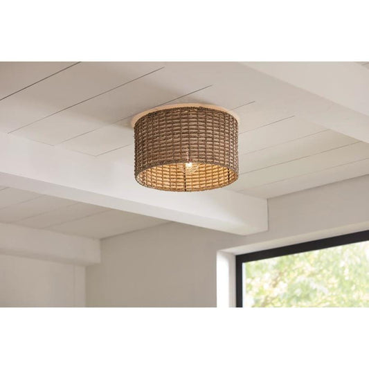 allen + roth Adara 13.625-in Black Flush Mount
