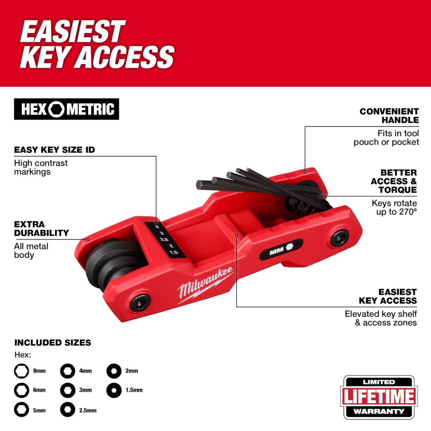 Milwaukee 17-Key Fold-Up Metric/SAE Hex Set 2 pc