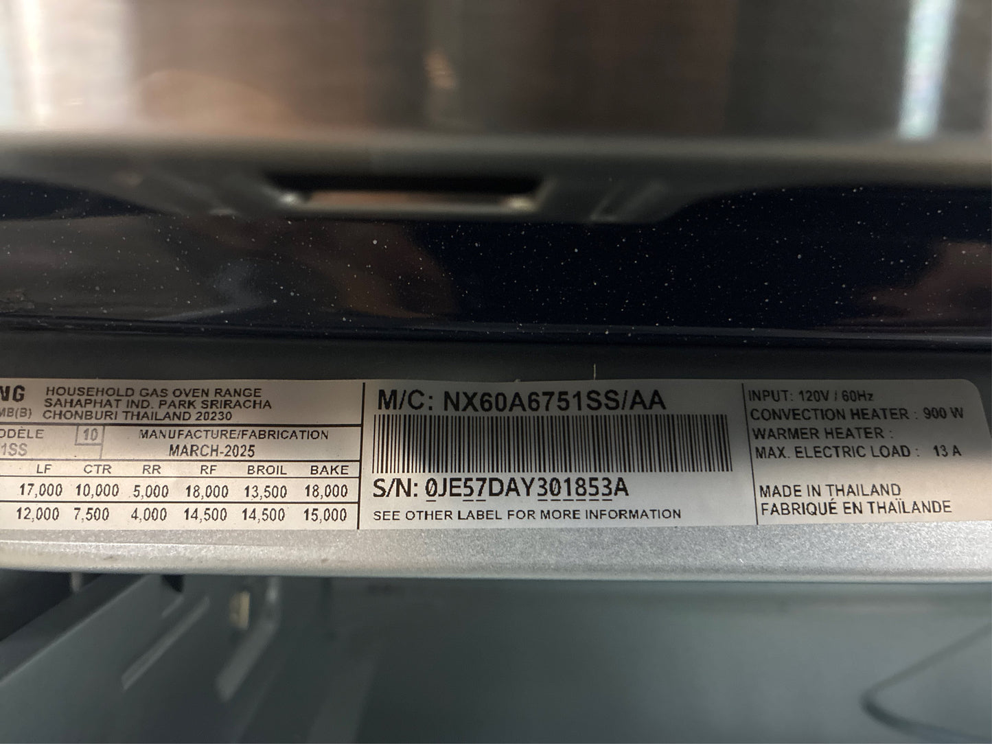 Samsung 6 cu ft 30" Gas Range with Air Fry