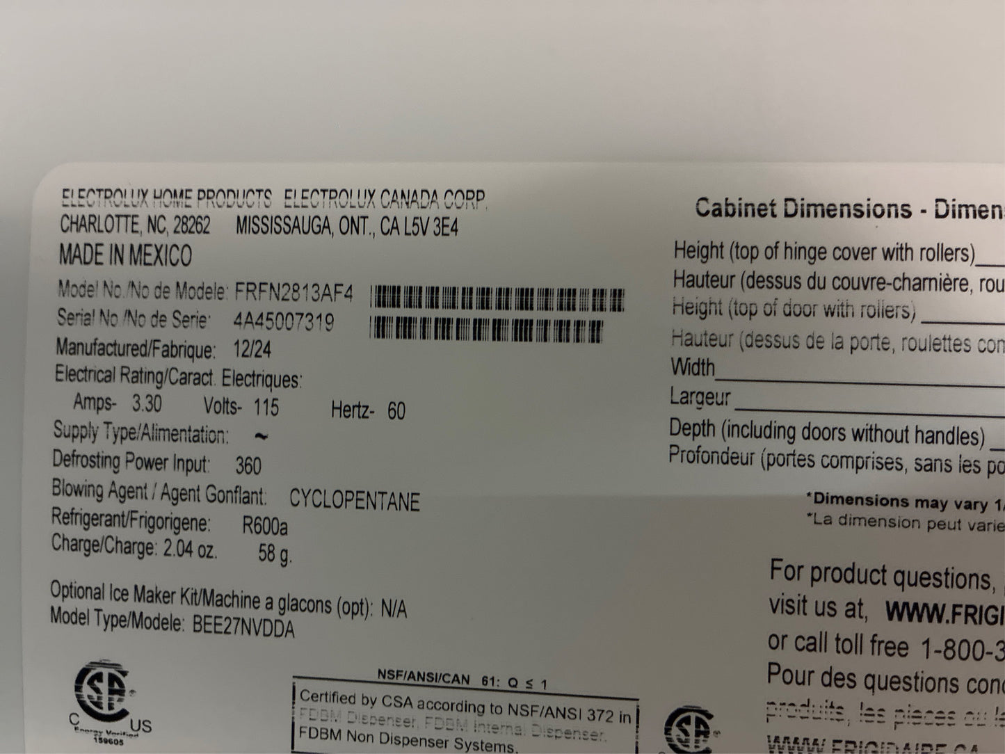 36 in 28.8 cu. ft. French Door Refrigerator