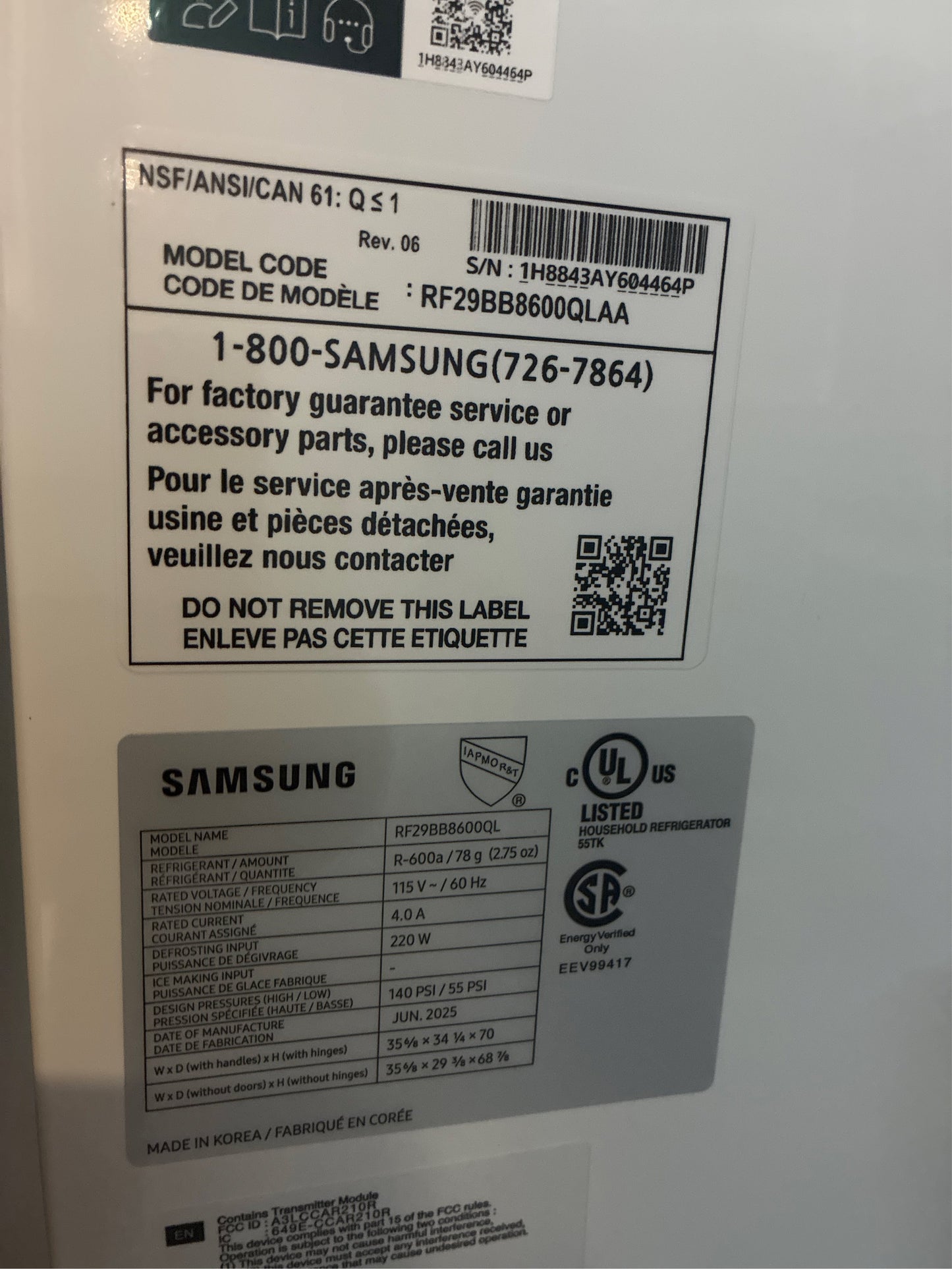 Samsung Bespoke 29 cu. ft. 4-Door Refrigerator