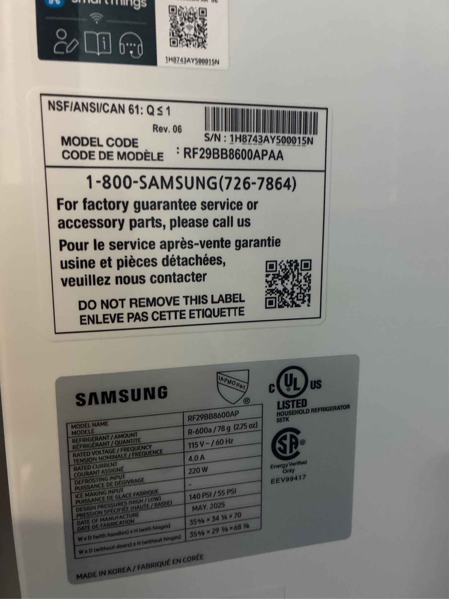 Samsung Bespoke 29 cu. ft. 4-Door Refrigerator - No Doors