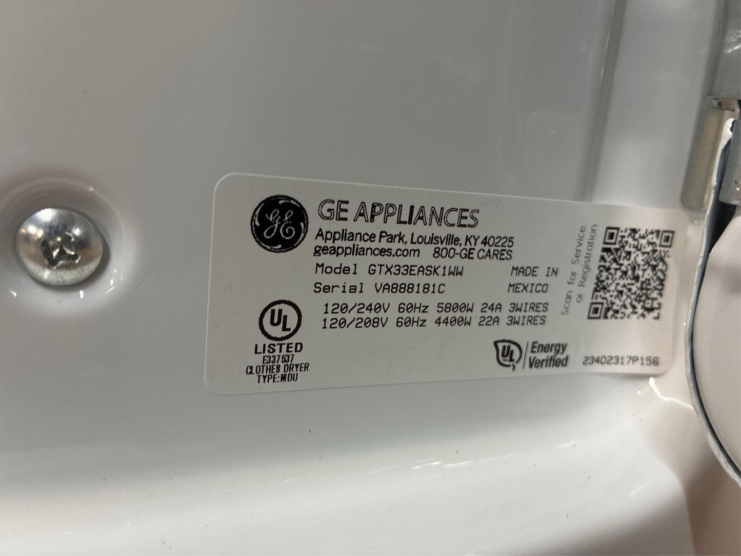 GE 6.2 cu. ft. White Electric Vented Dryer