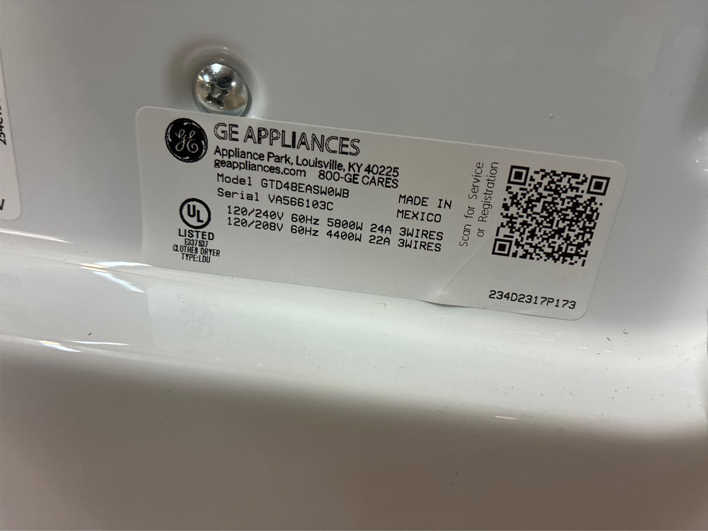 GE 7.2 cu. ft. Vented Electric Dryer, White
