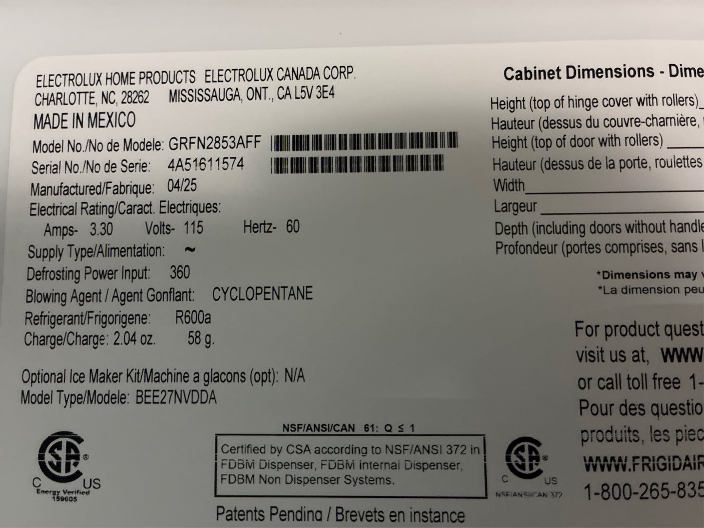 Frigidaire Gallery 28.8 cu. ft. French Door Refrigerator