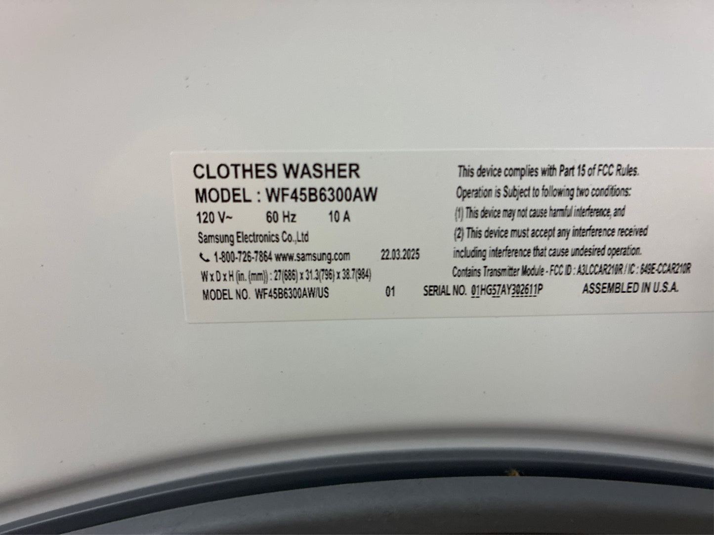 4.5 cu. ft. Smart Front Load Washer - White