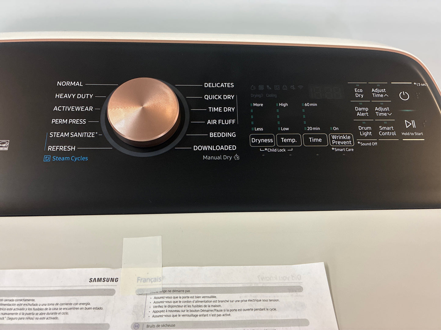 7.4 cu ft Dryer with Steam Sanitize+ Ivory