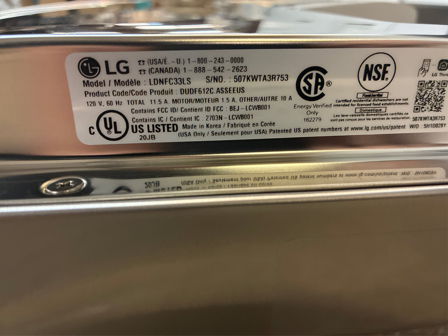 LG 24" Front Control Built-in Dishwasher