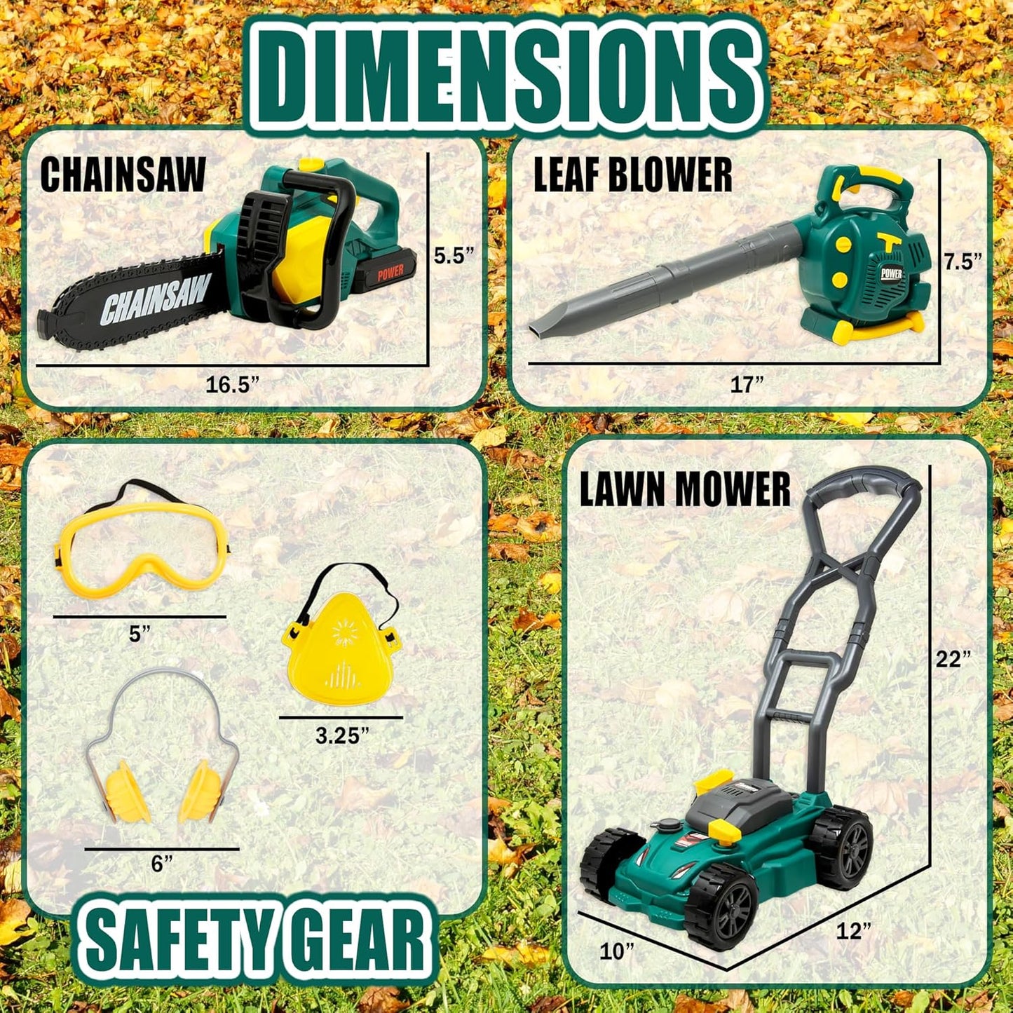 Kids Leaf Blower Toy Chainsaw Set w/ Gear