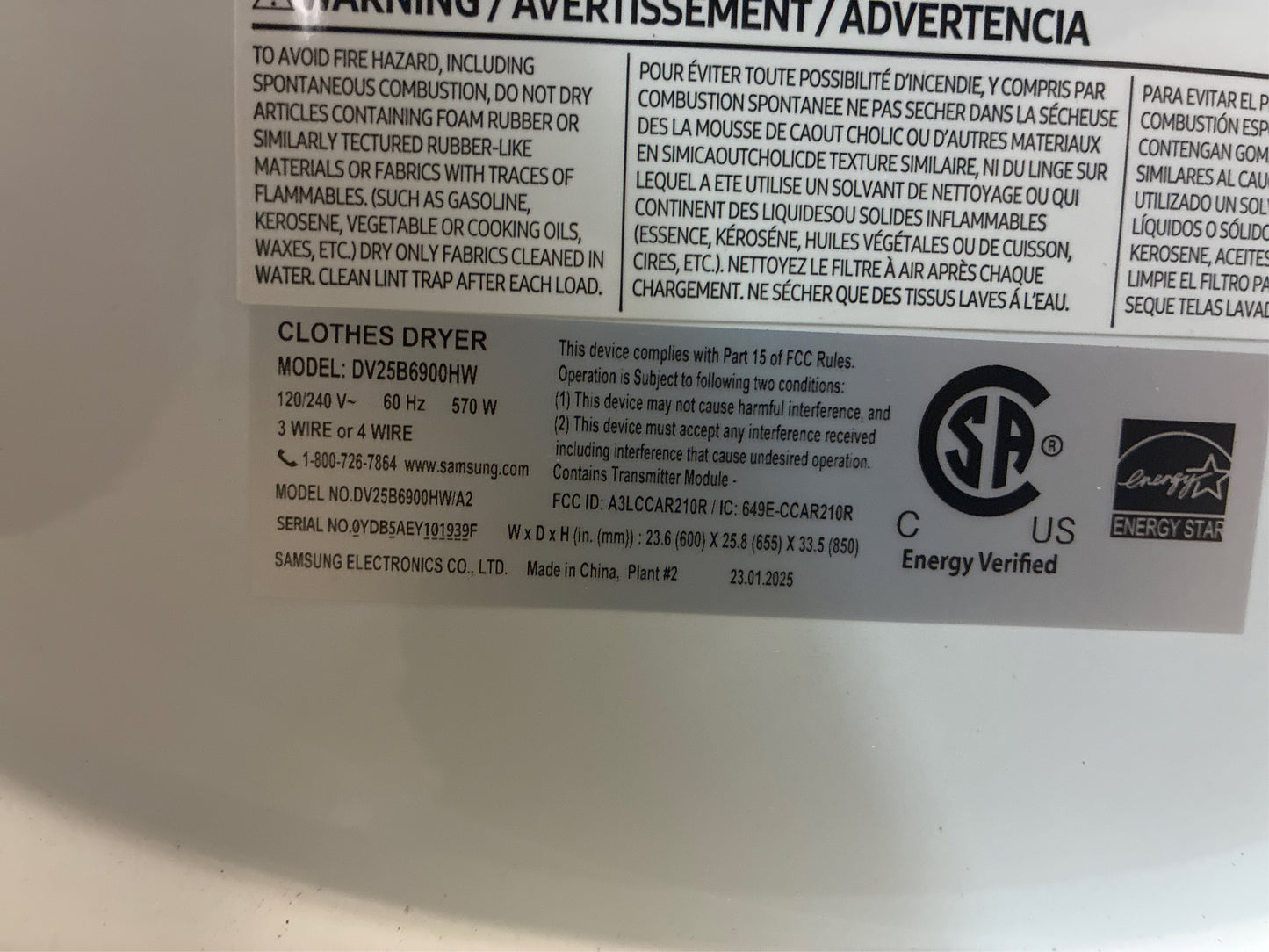 Samsung 4-cu ft Stackable Electric Dryer (White)