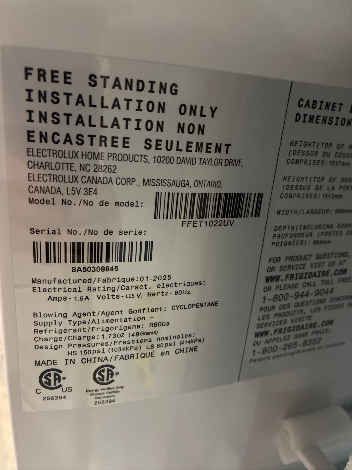 Frigidaire Garage Ready Refrigerator, ENERGY STAR
