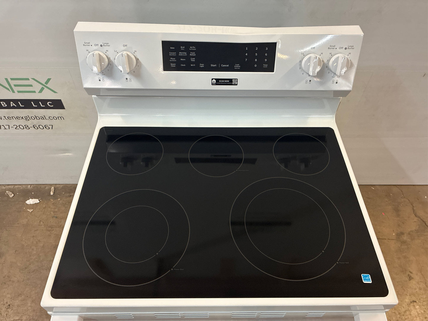 GE 30-in 5-Burner Smart Electric Range White
