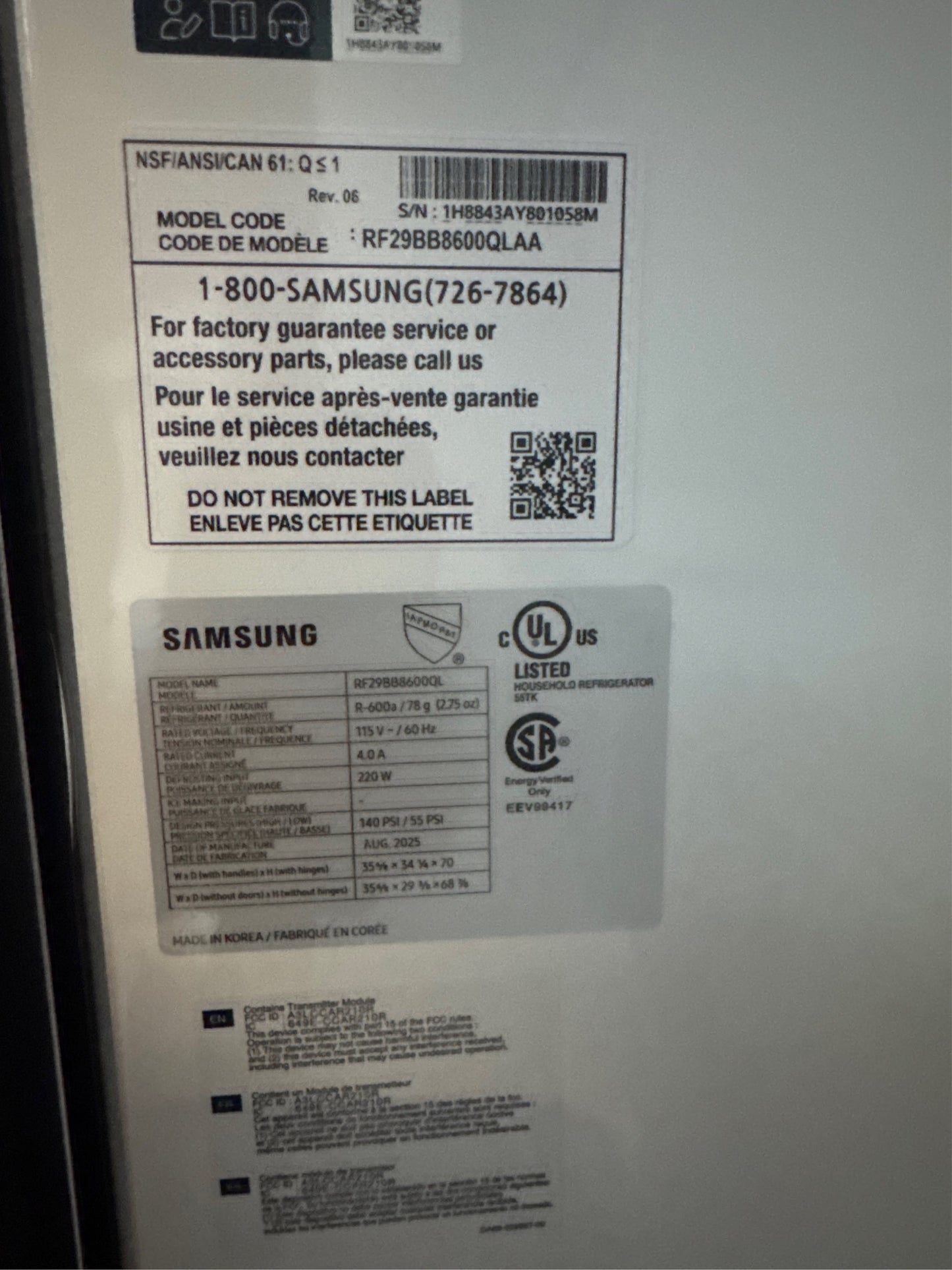Samsung Bespoke 29 cu ft 4-Door Refrigerator Stainless
