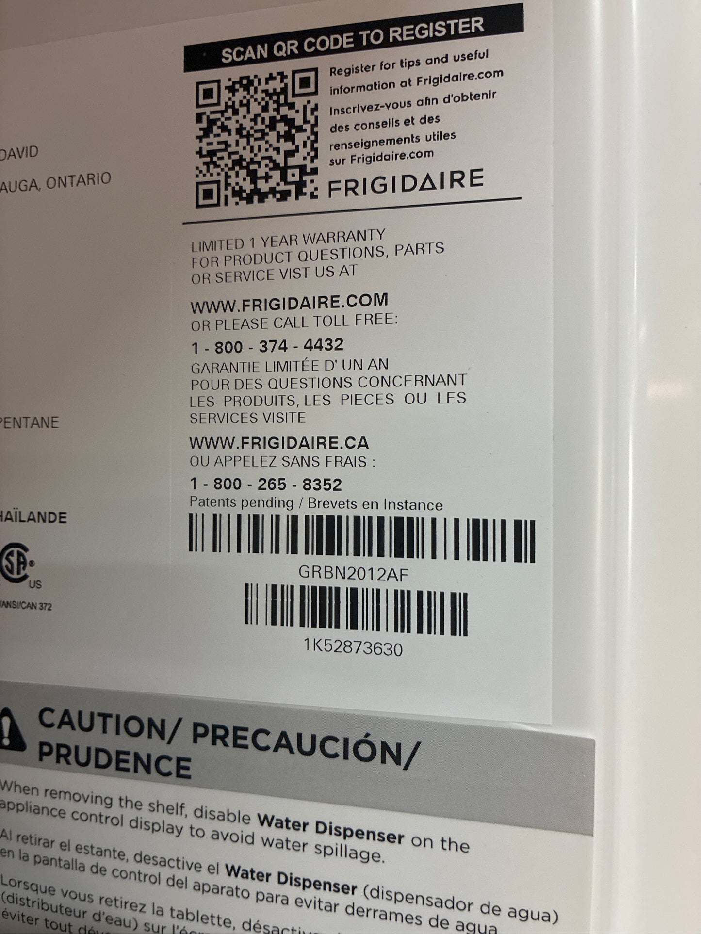Frigidaire Gallery Refrigerator with Ice Maker