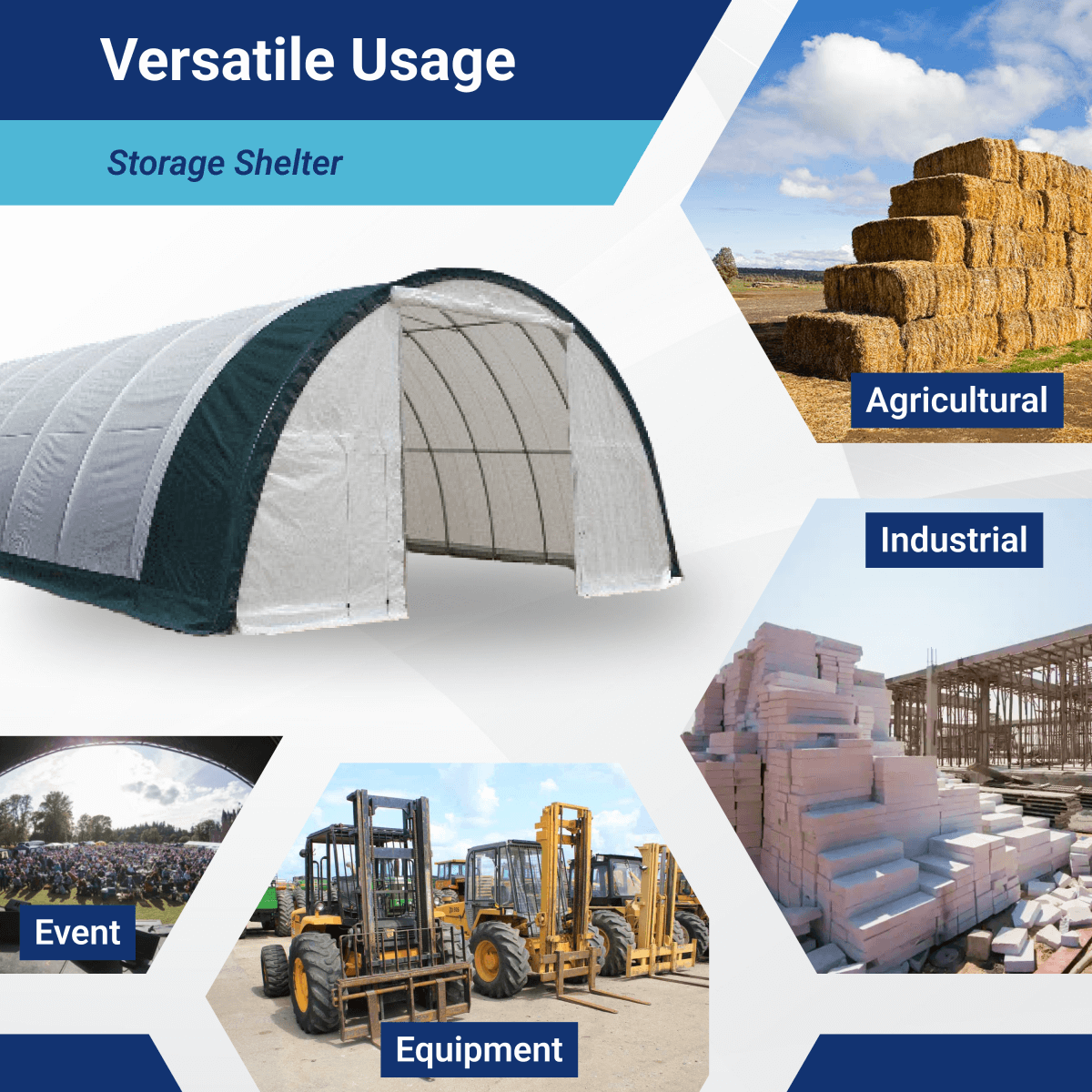 W30'xL40'xH15' Single Truss Arch Storage Shelter