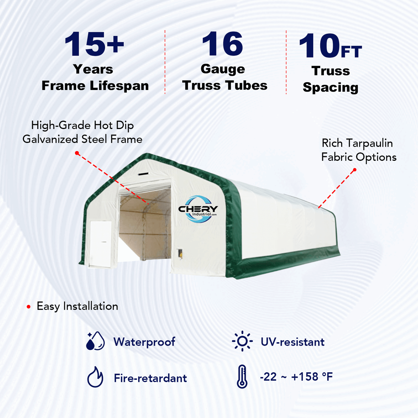 W30'xL60'xH20' Double Truss Storage Shelter
