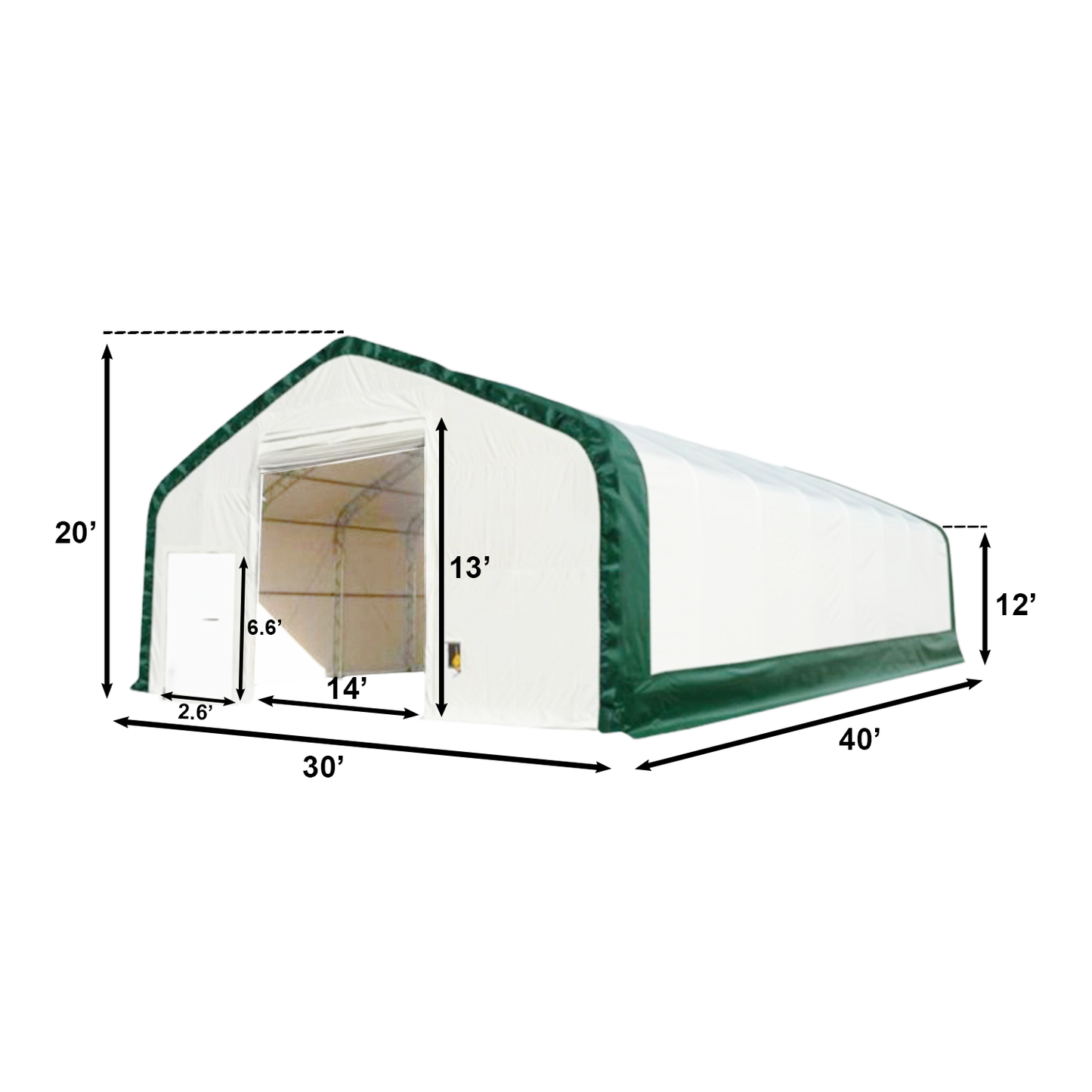 W30'xL40'xH20' Double Truss Storage Shelter