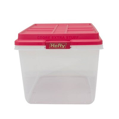 Hefty 72qt Hi-Rise Storage Box with Red Lid