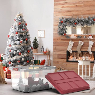 Hefty 72qt Hi-Rise Storage Box with Red Lid