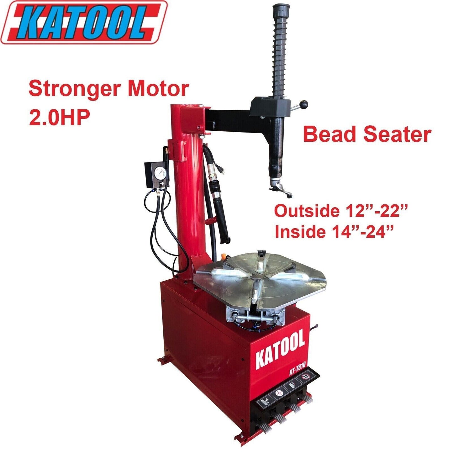Katool KT-T810 Tire Changer w/ Bead Blaster, Max 24" Rim Clamping