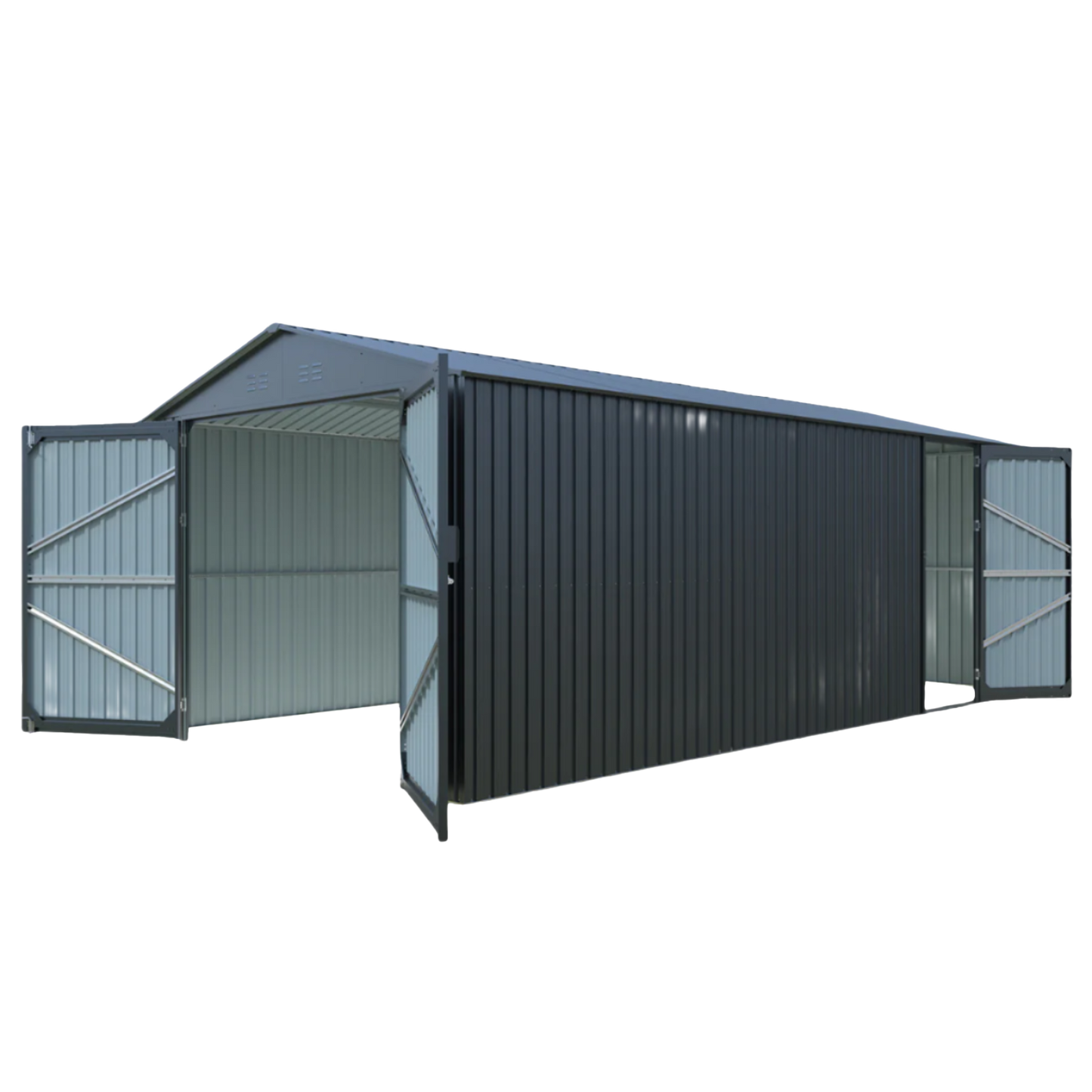 10'x20' Plus Upgraded Metal Shed with Double Front Doors & Side Entry Door