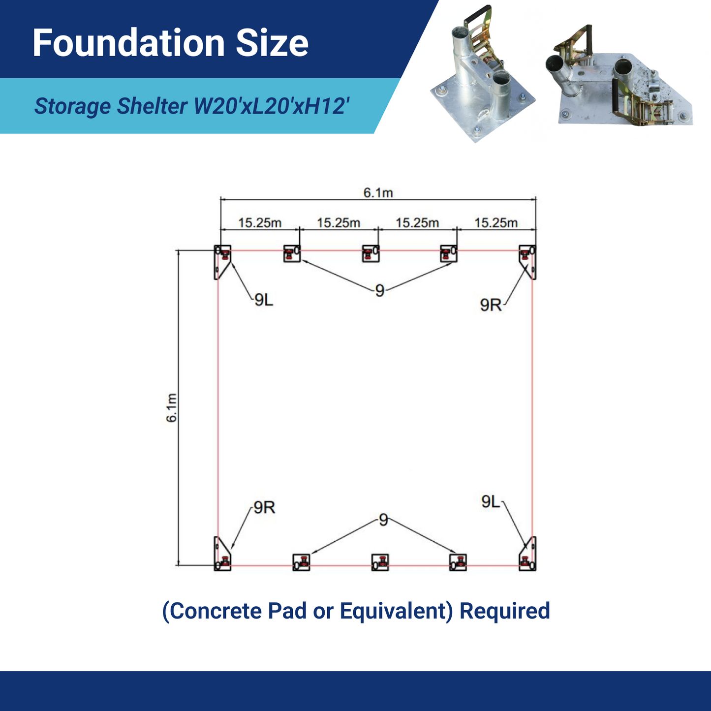 W20'xL20'xH12' Single Truss Storage Shelter