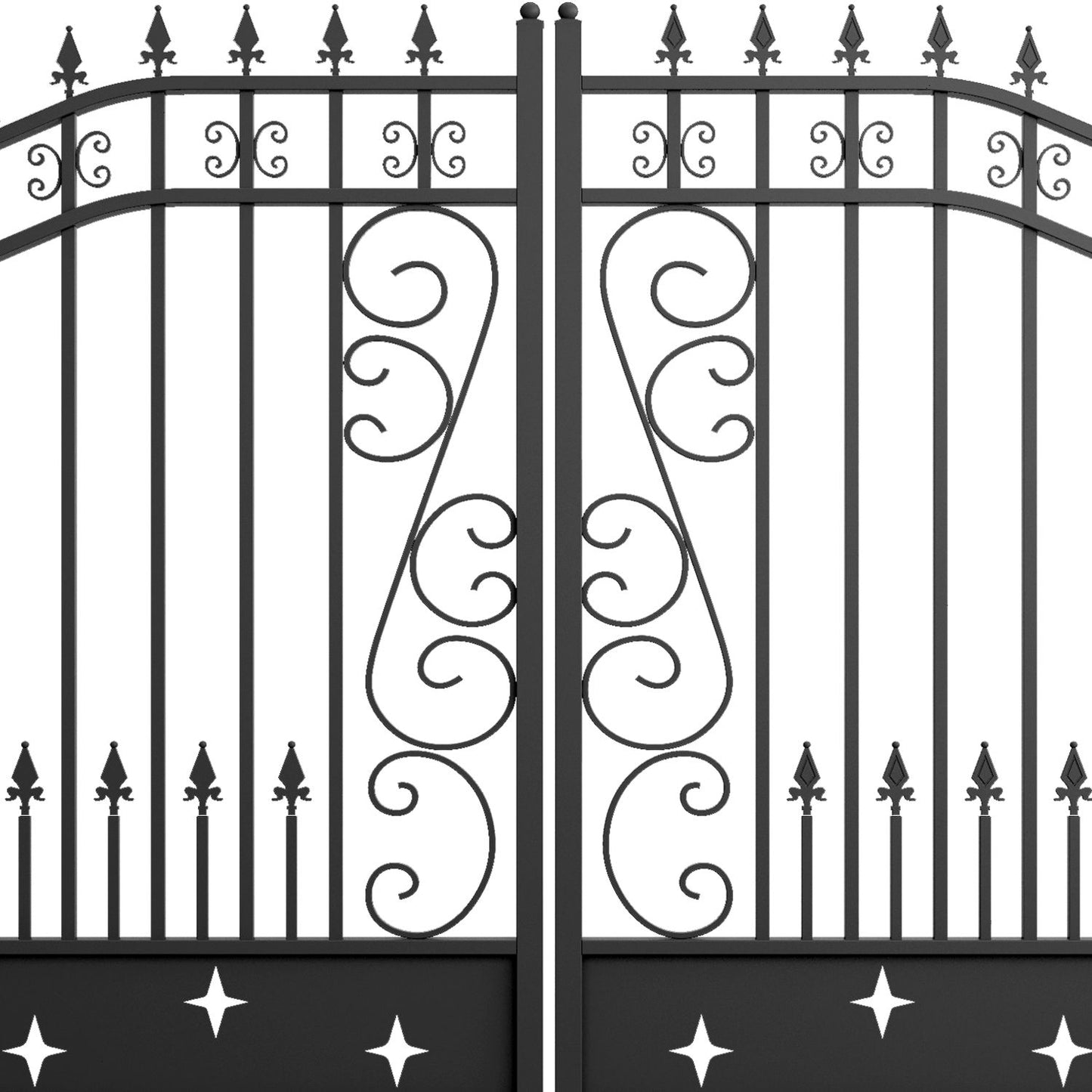 16x8 ft Dual Swing Driveway Gate with Star Pattern