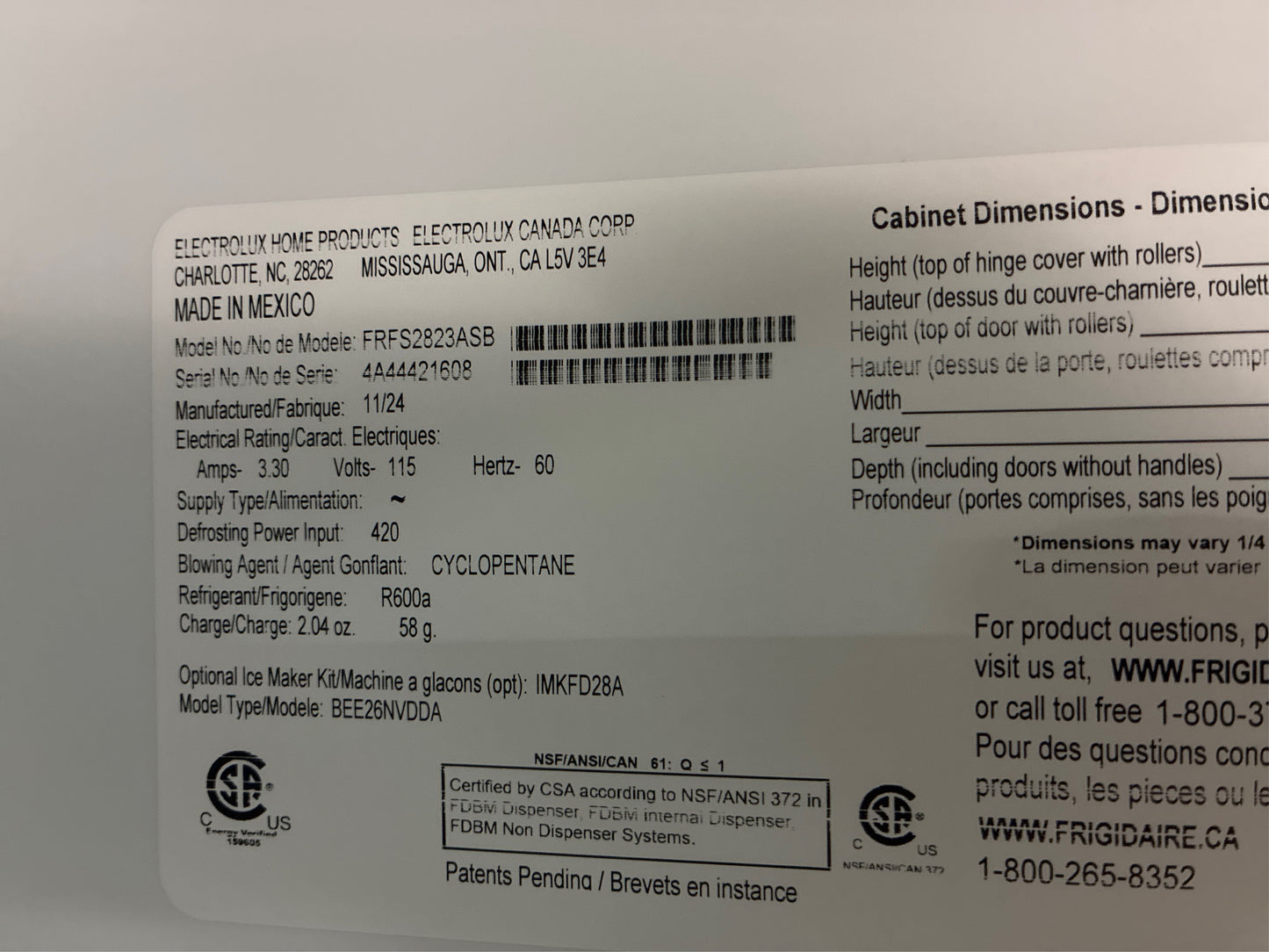 Frigidaire 27.8 Cu. Ft. French Door Refrigerator