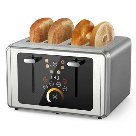 WHALL Touchscreen Toaster 4 Slice - Steel