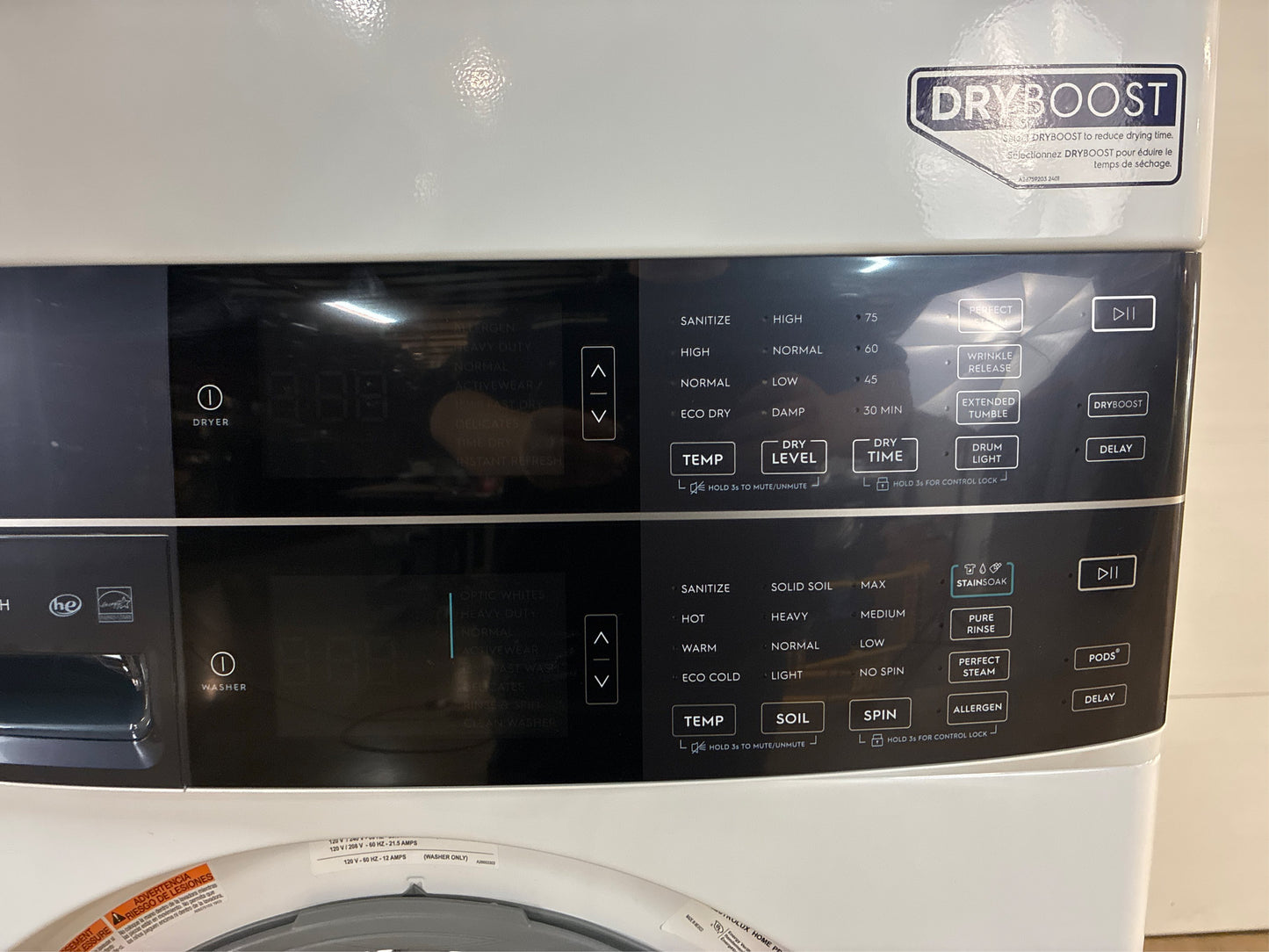 Electrolux 4.5/8.0 cu. ft. Washer Dryer Combo Tower, White