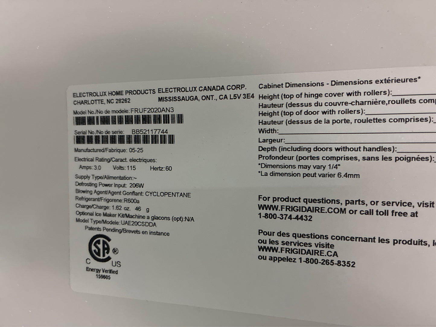 Frigidaire 32.6 in. 20 cu. ft. Frost Free Upright Freezer