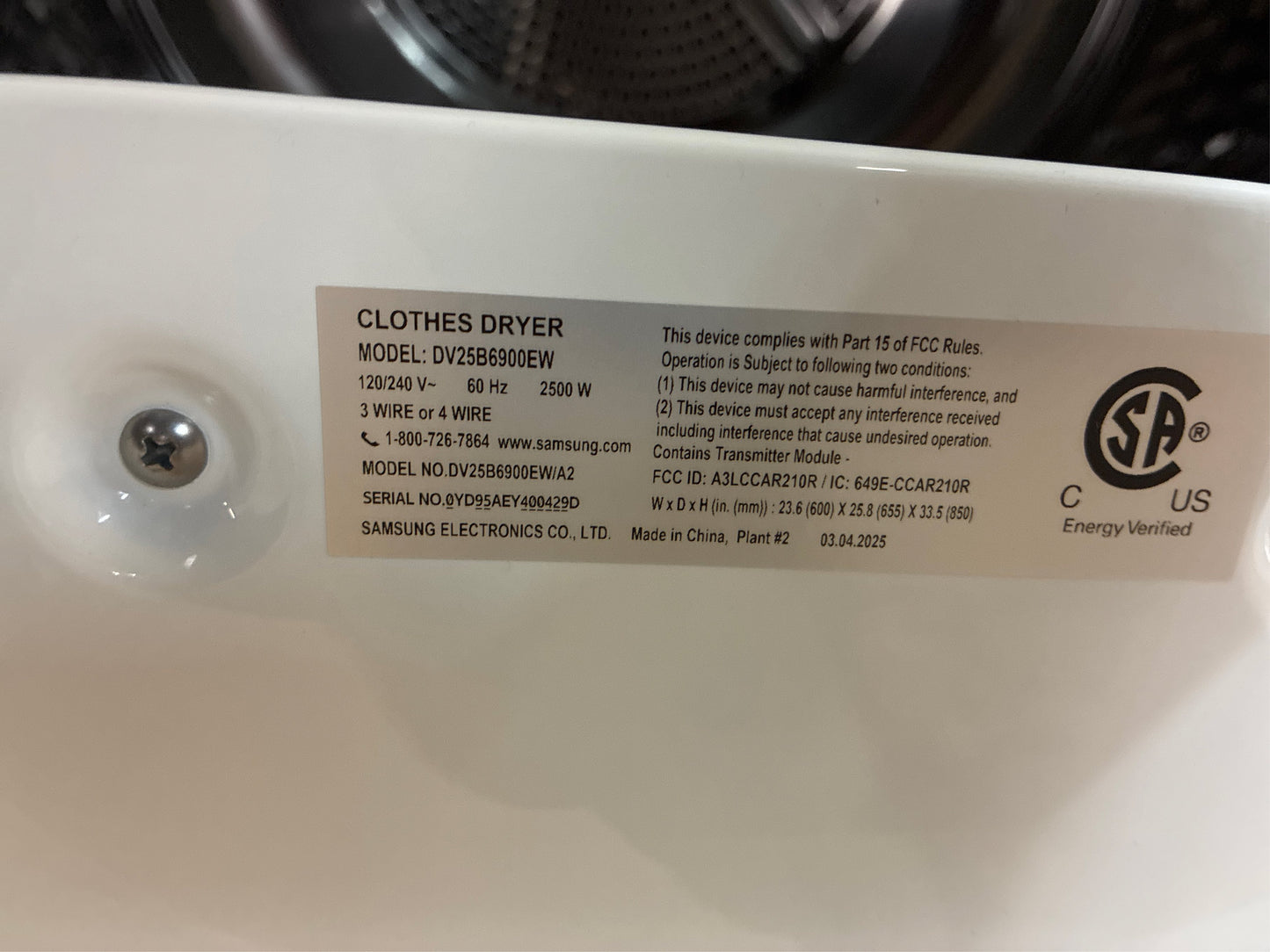 4.0 cu. ft. Smart Dial Electric Dryer