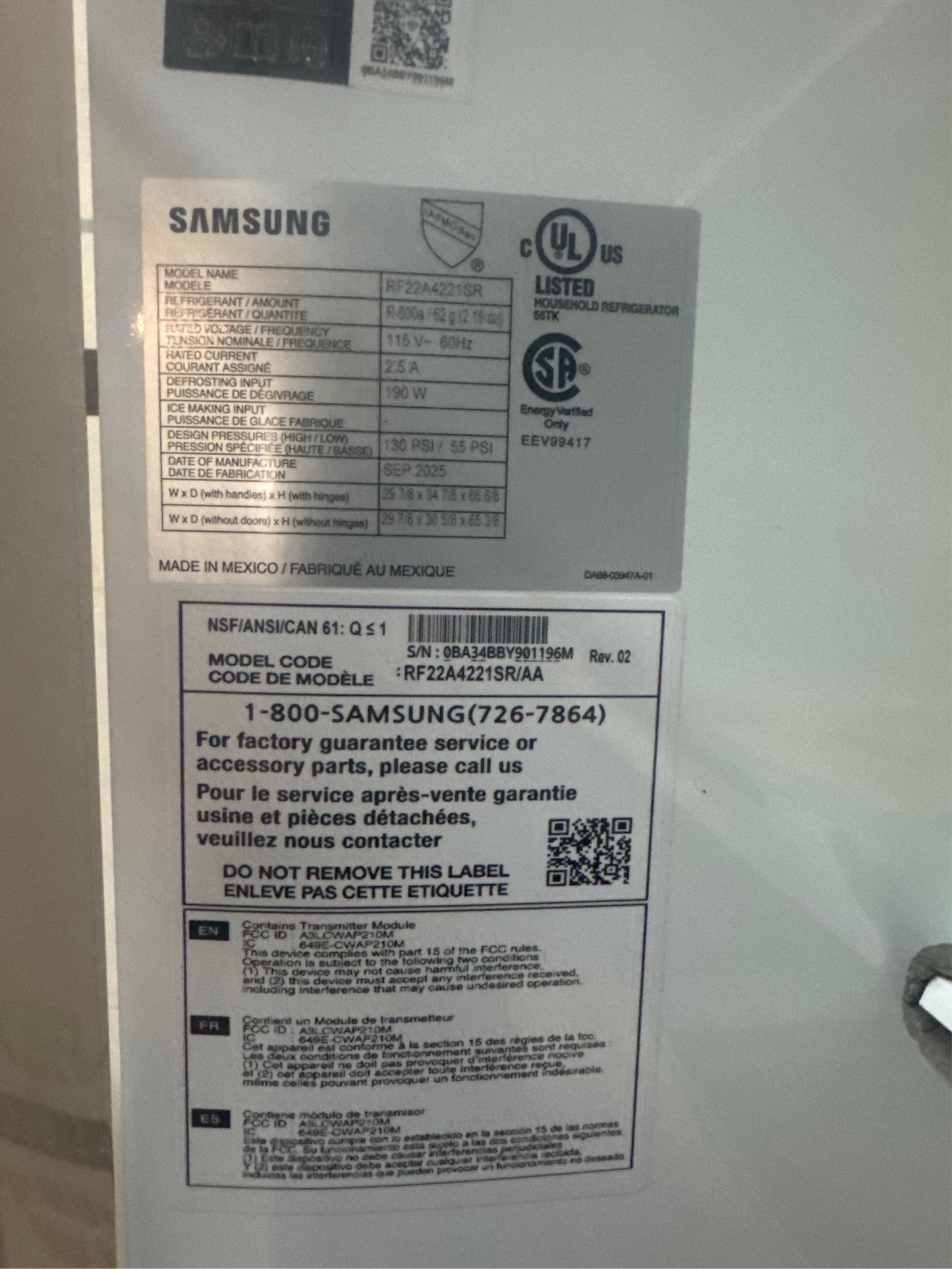 22 cu. ft. 3-Door Samsung French Door Smart Refrigerator