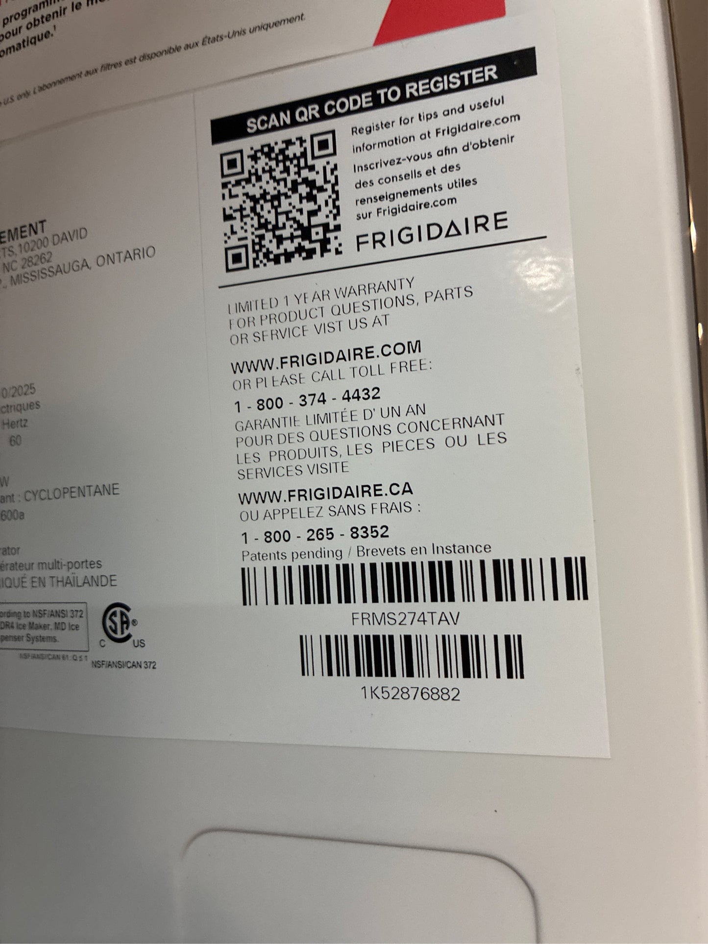 Frigidaire 36 in. 26 cu. ft. 4-Door Refrigerator