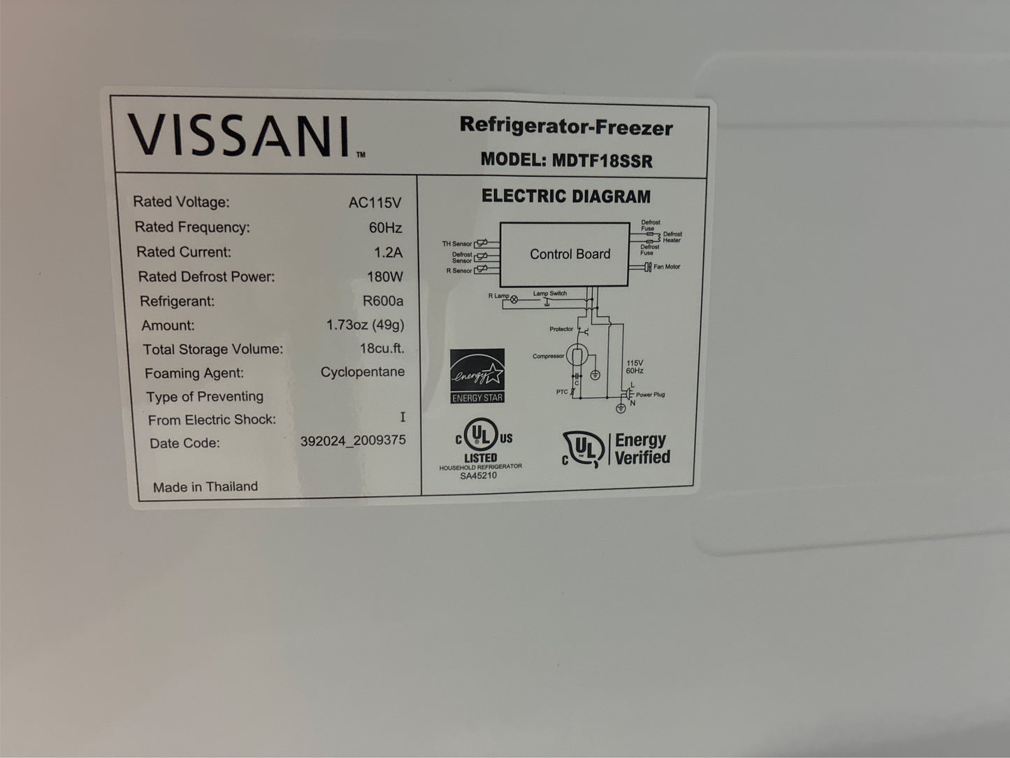 18 cu. ft. Top Freezer Refrigerator, SS Look