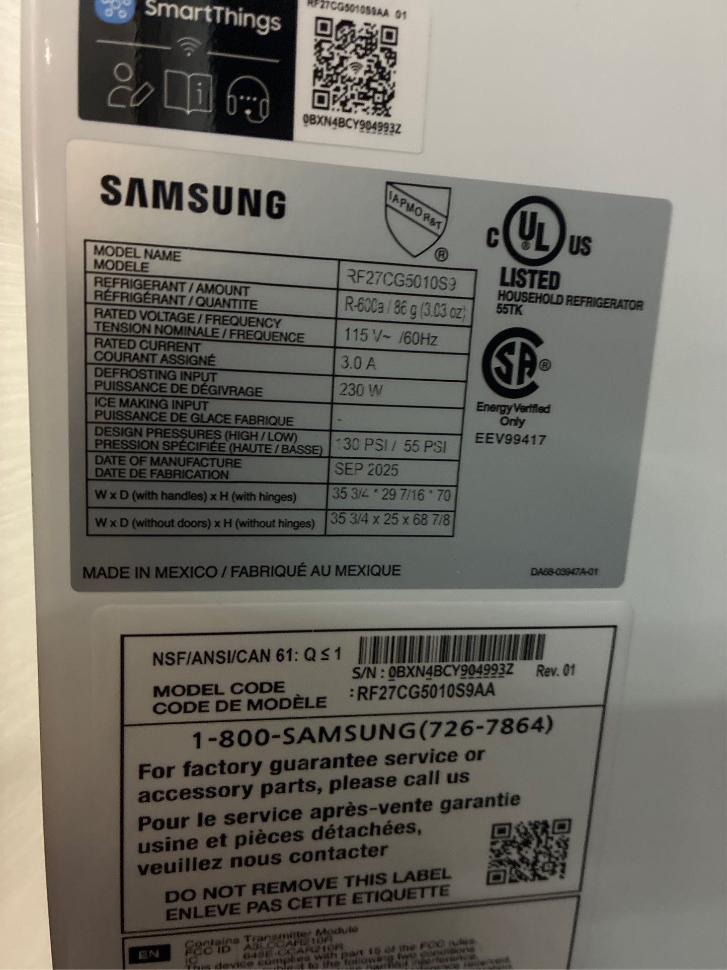 Samsung French Door Refrigerator with Ice Maker