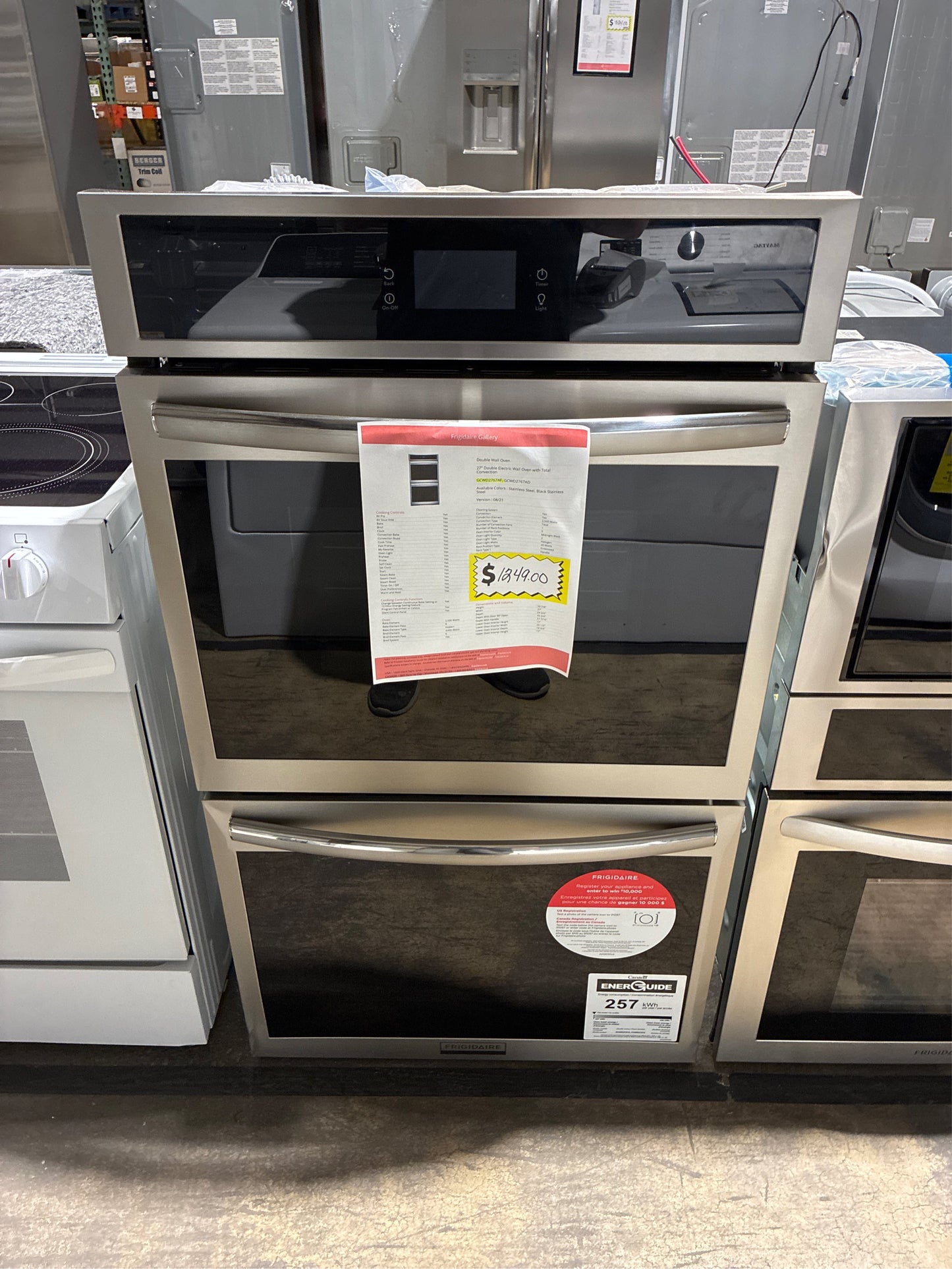 27" Double Electric Wall Oven, Total Convection