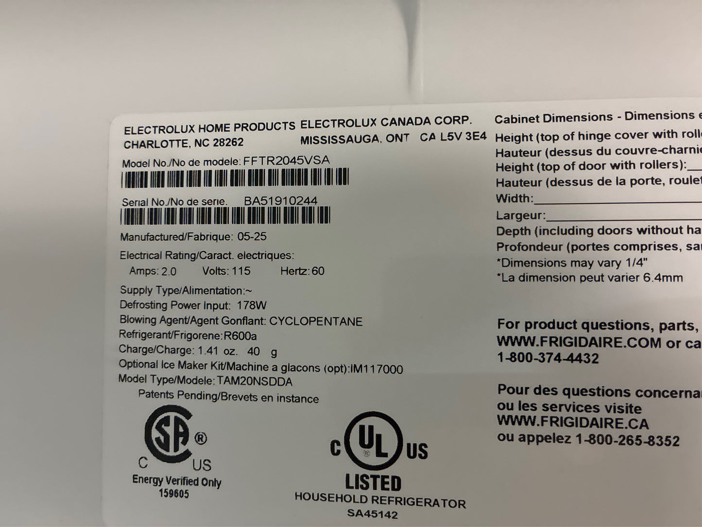 Frigidaire 30 in. 20 cu. ft. Top Freezer Refrigerator