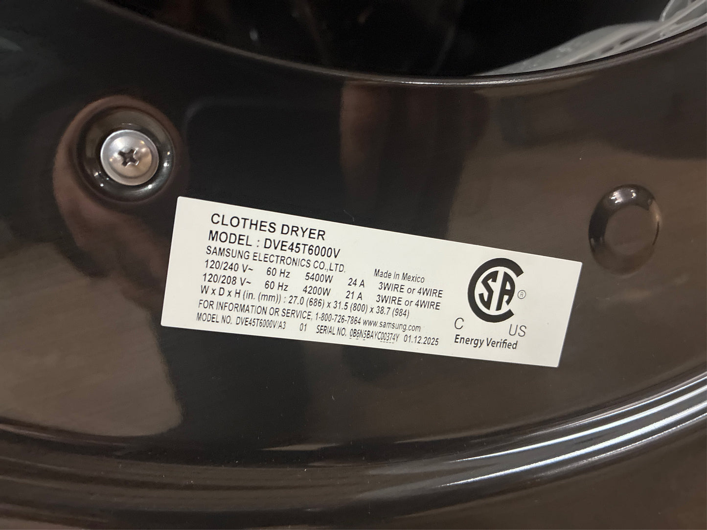 Samsung 7.5 cu ft Electric Dryer