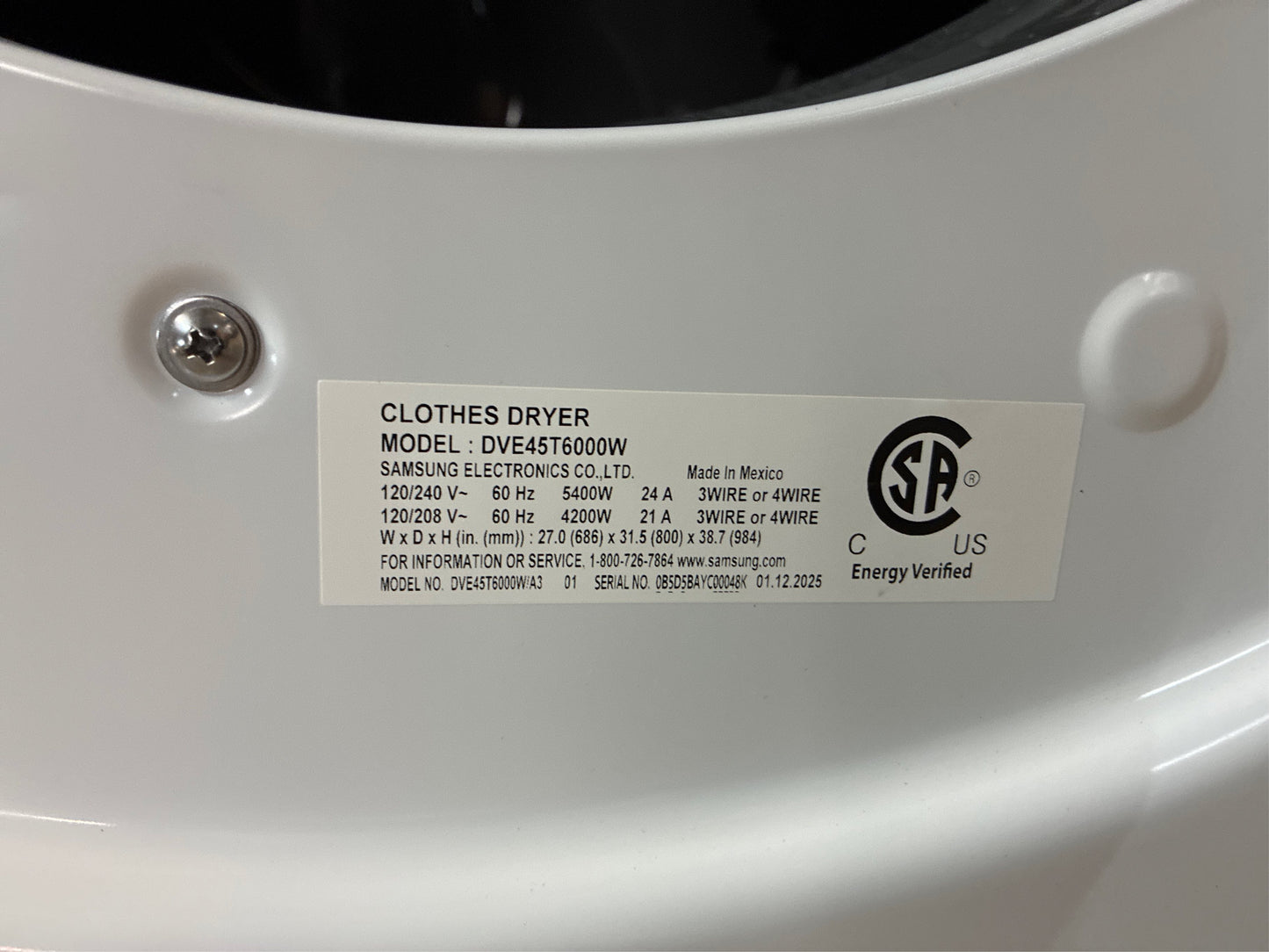 Samsung 7.5-cu. ft Stackable Dryer (White)