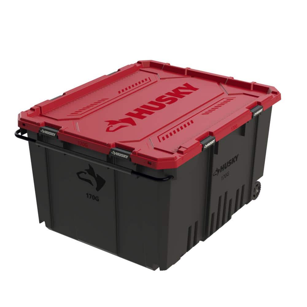 170 Gal Pro Grip Storage Tote Black Red Lid